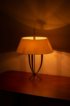 Mid century brass tripod table lamp