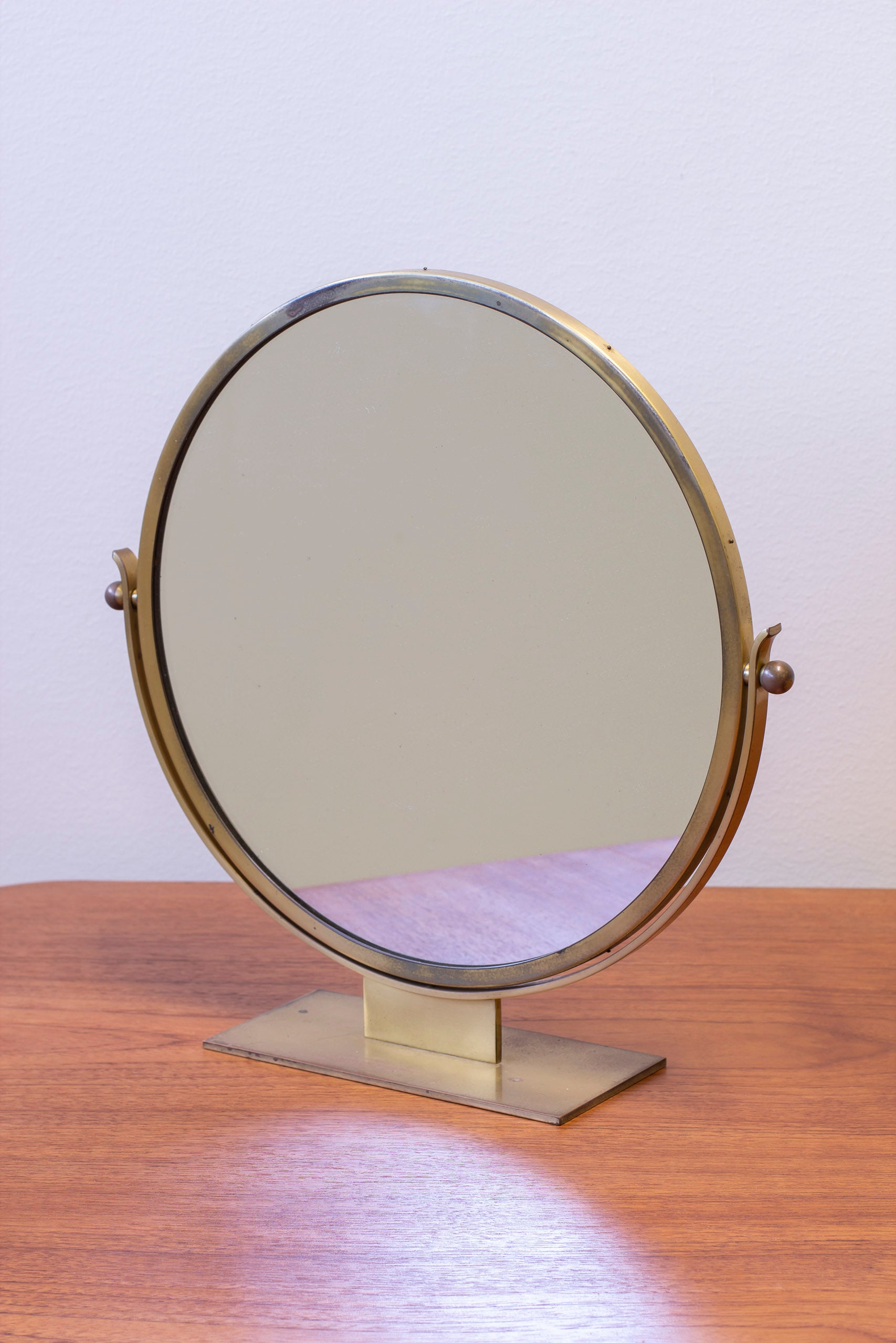 Brass table mirror by Ystad metall
