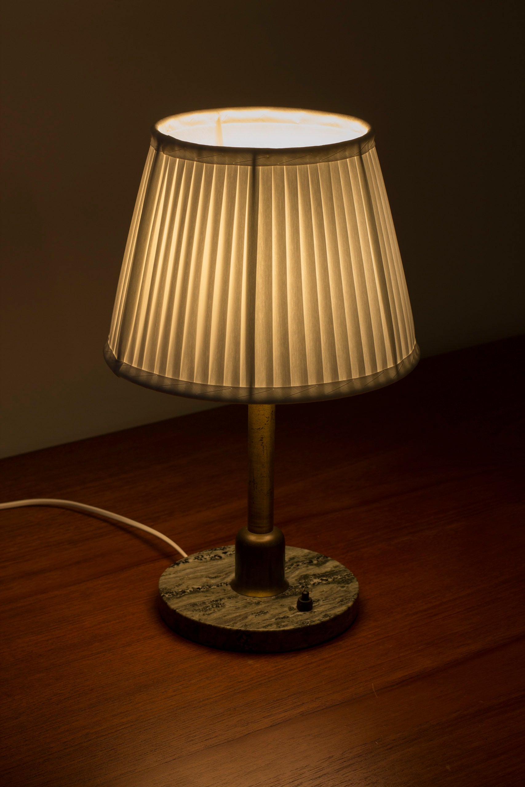Marble and brass table lamp
