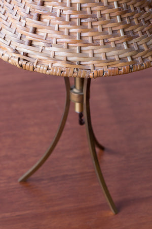 Pair of Swedish modern table lamps with rattan shades