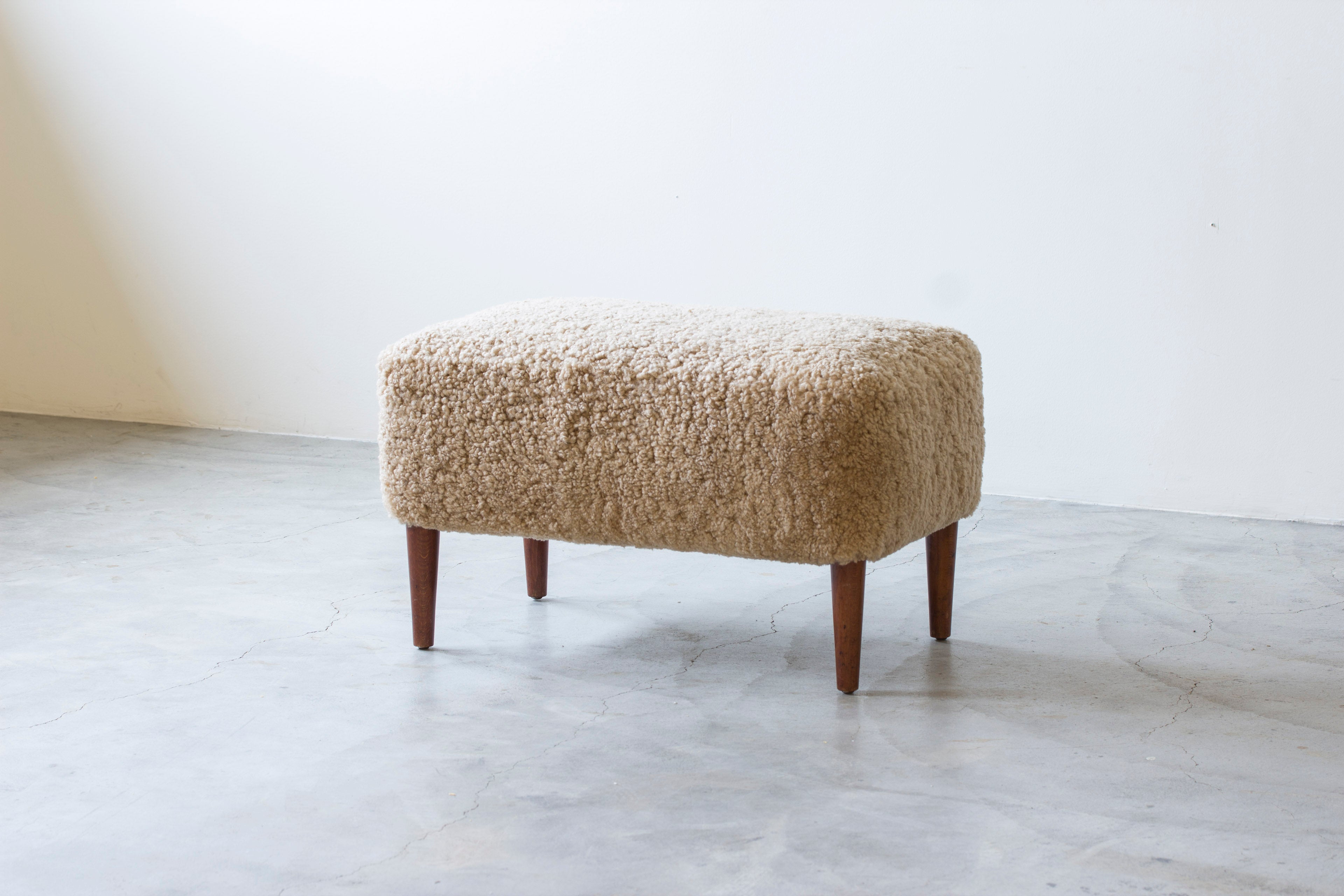 Danish stool/ottoman in sheepskin