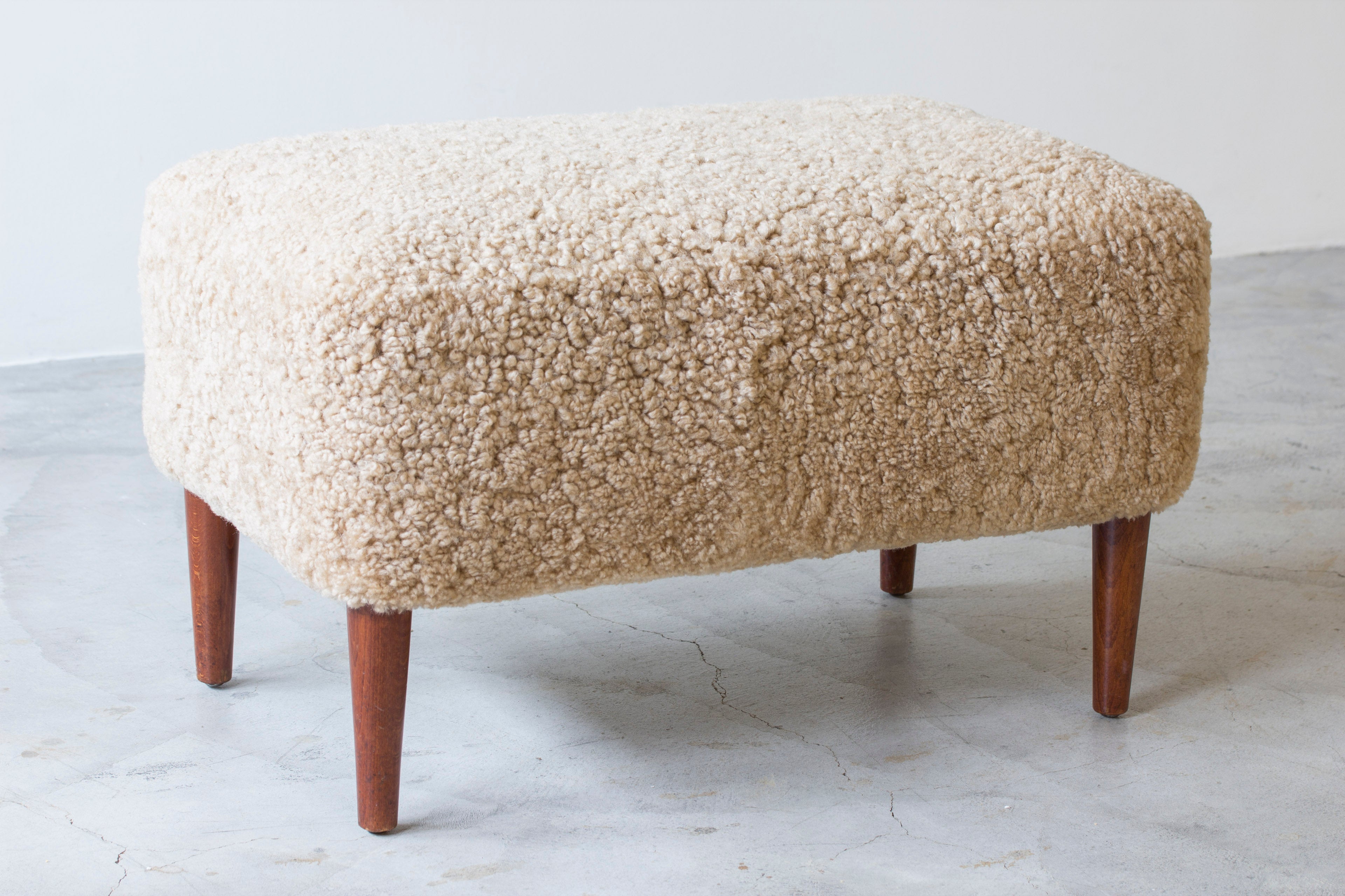 Danish stool/ottoman in sheepskin