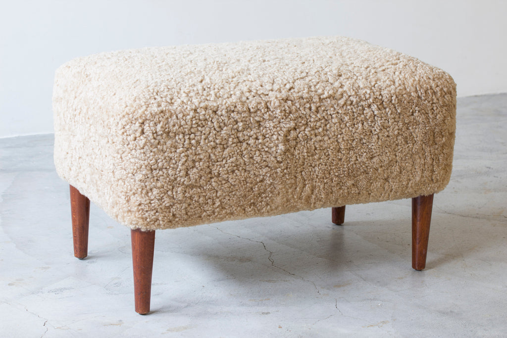 Danish stool/ottoman in sheepskin