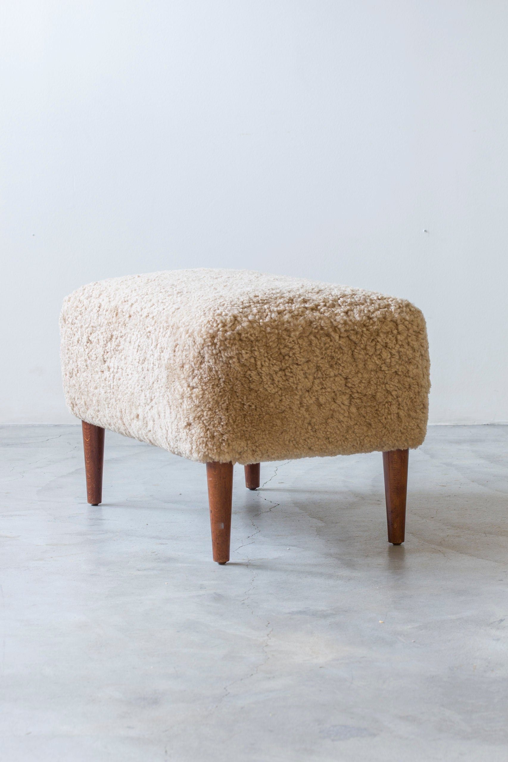 Danish stool/ottoman in sheepskin