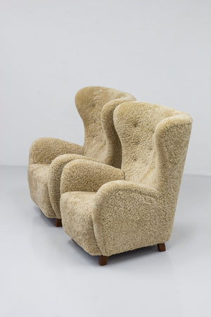 Danish modern highback lounge chairs