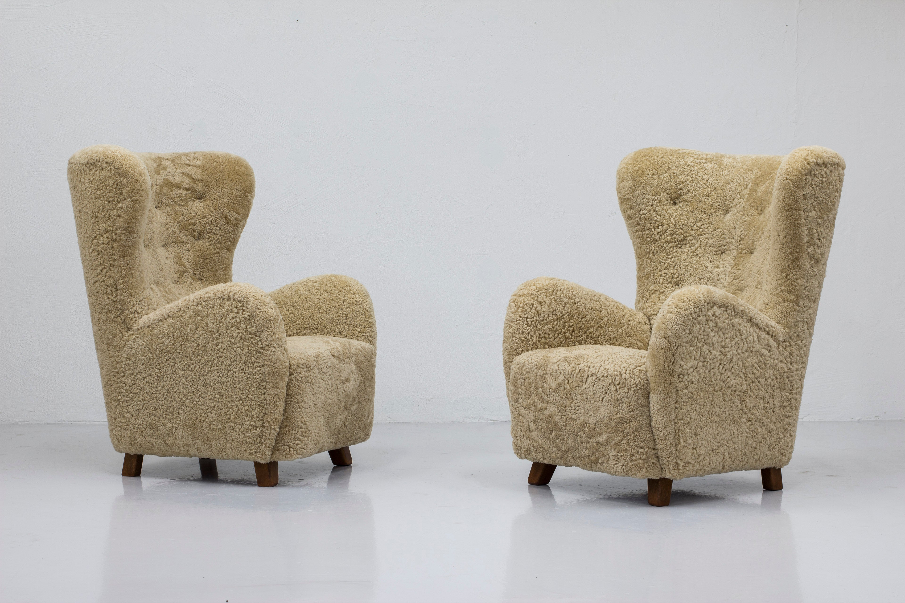 Danish modern highback lounge chairs