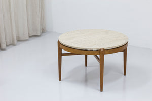 Swedish Modern travertine coffee table