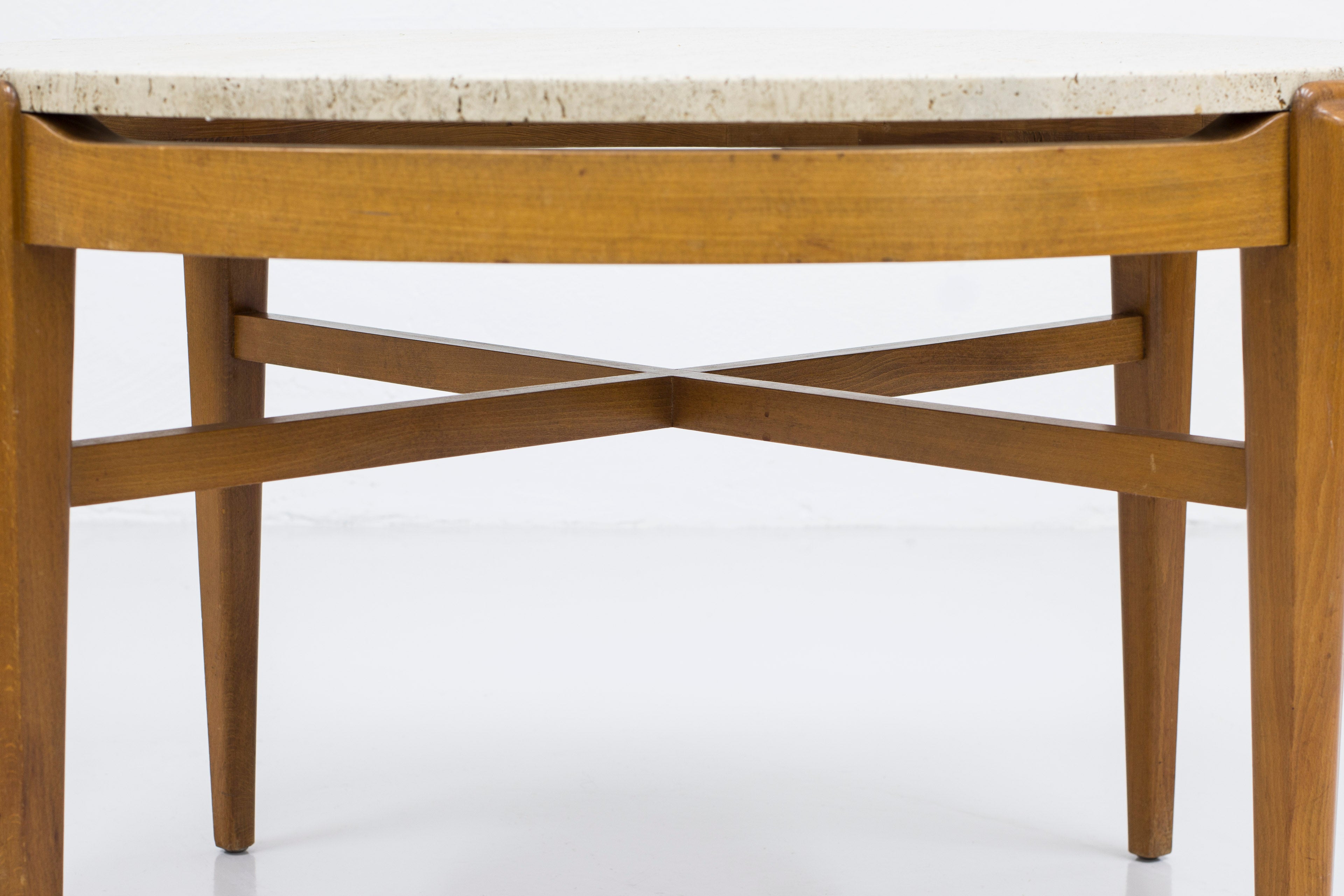 Swedish Modern travertine coffee table