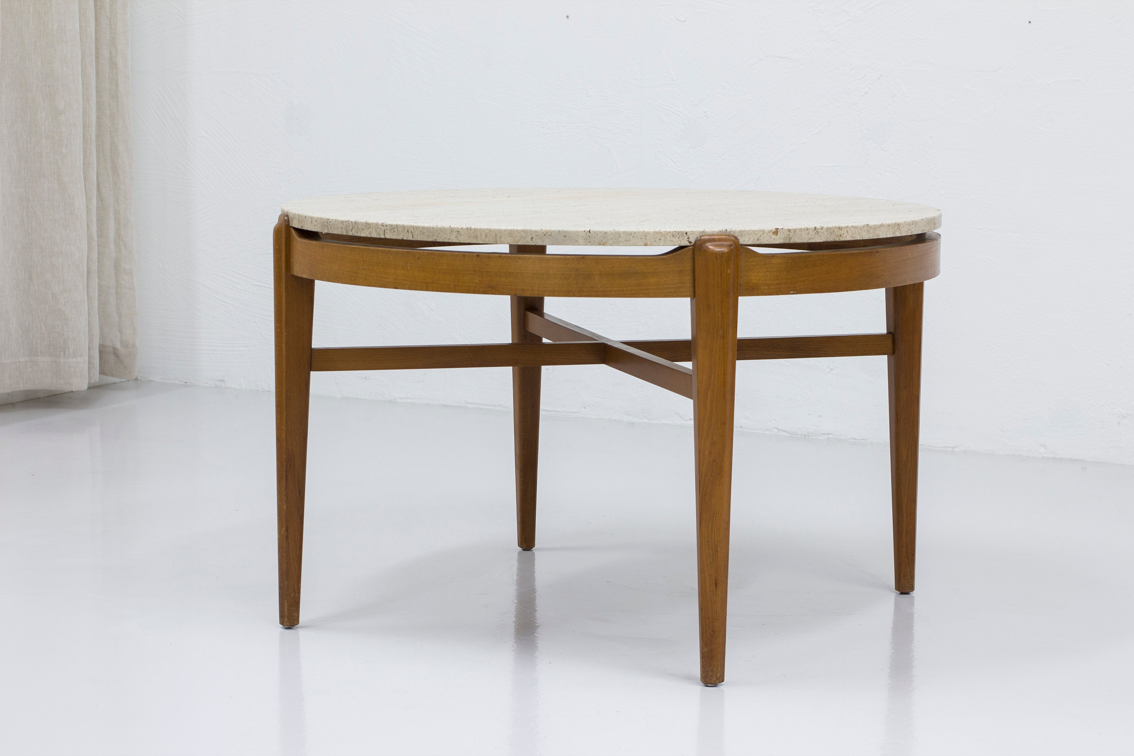 Swedish Modern travertine coffee table
