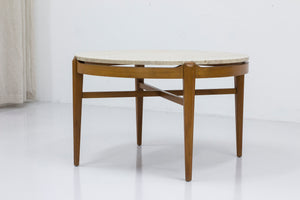 Swedish Modern travertine coffee table
