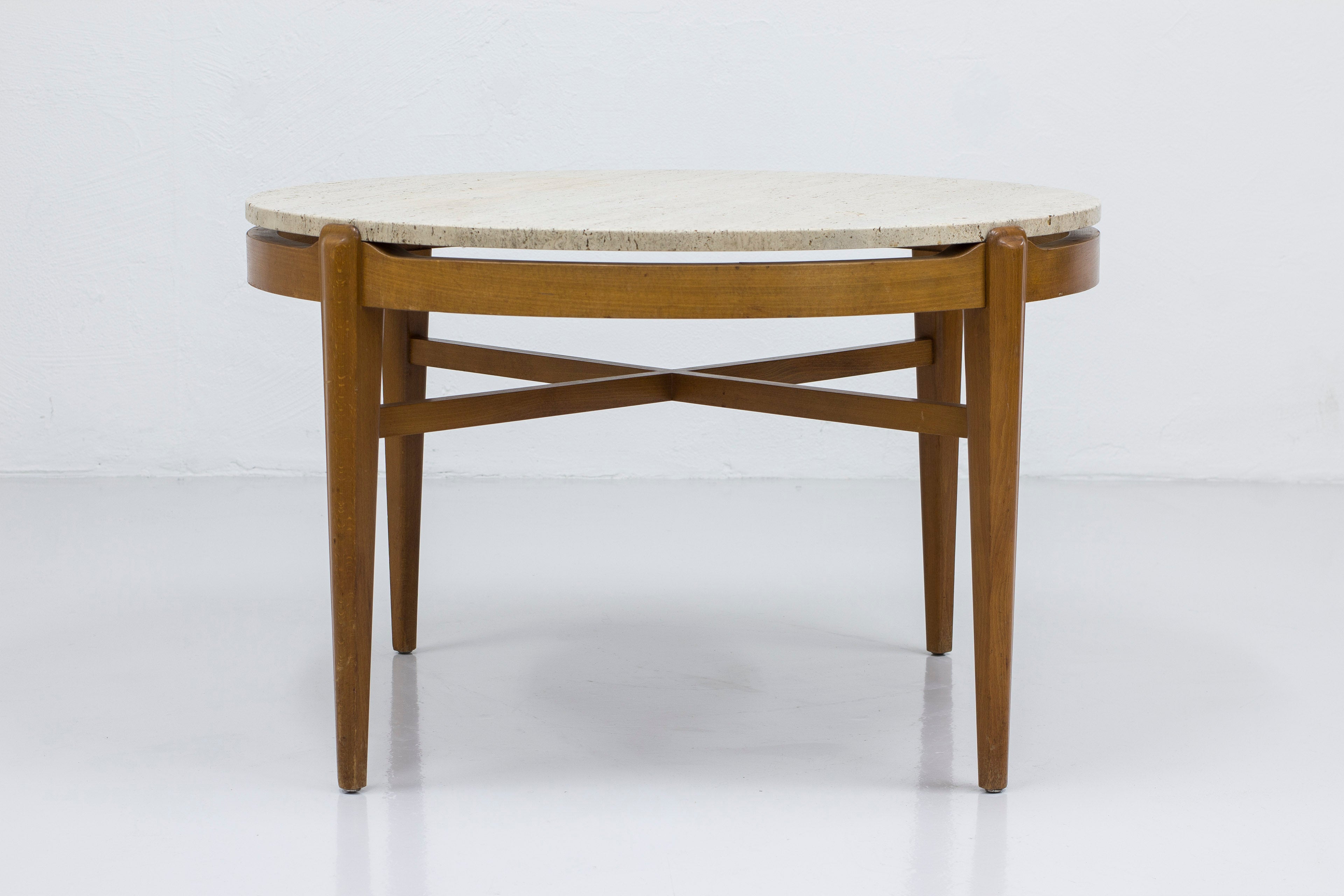 Swedish Modern travertine coffee table