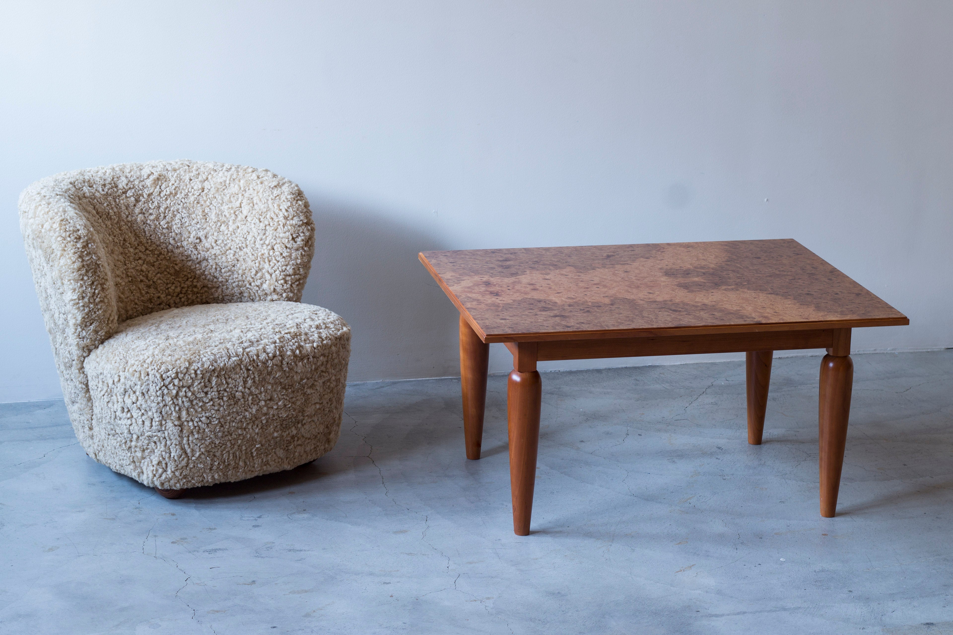 Swedish modern elm root table in the style of Frank