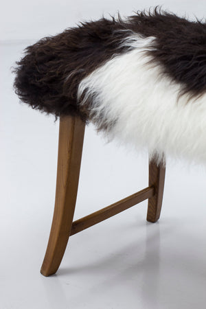 Swedish modern stools with sheepskin