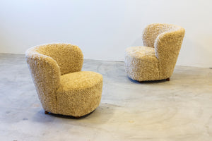 Pair of sheepskin chairs in the manner of Boesen