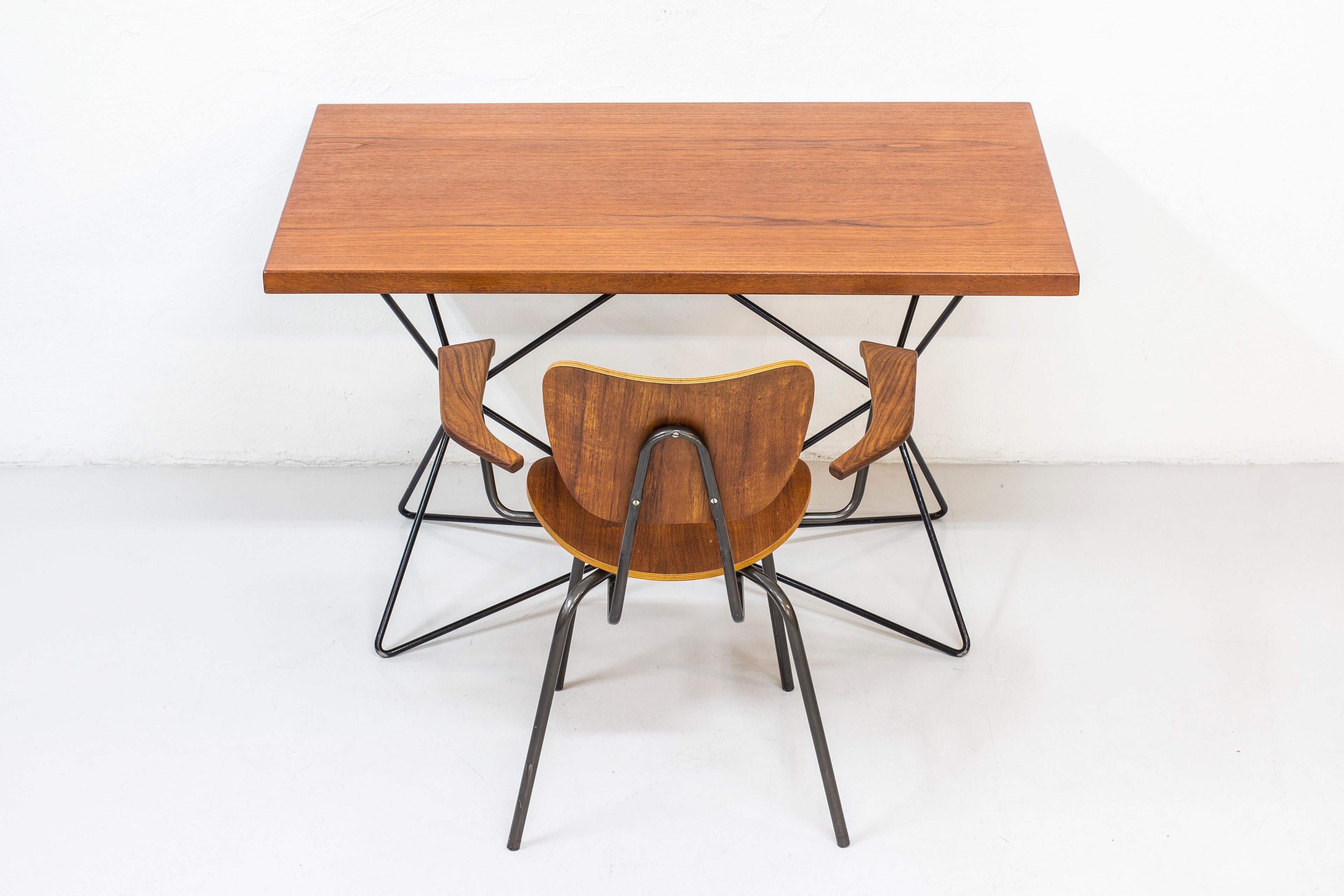 Swedish tubular steel and teak armchair