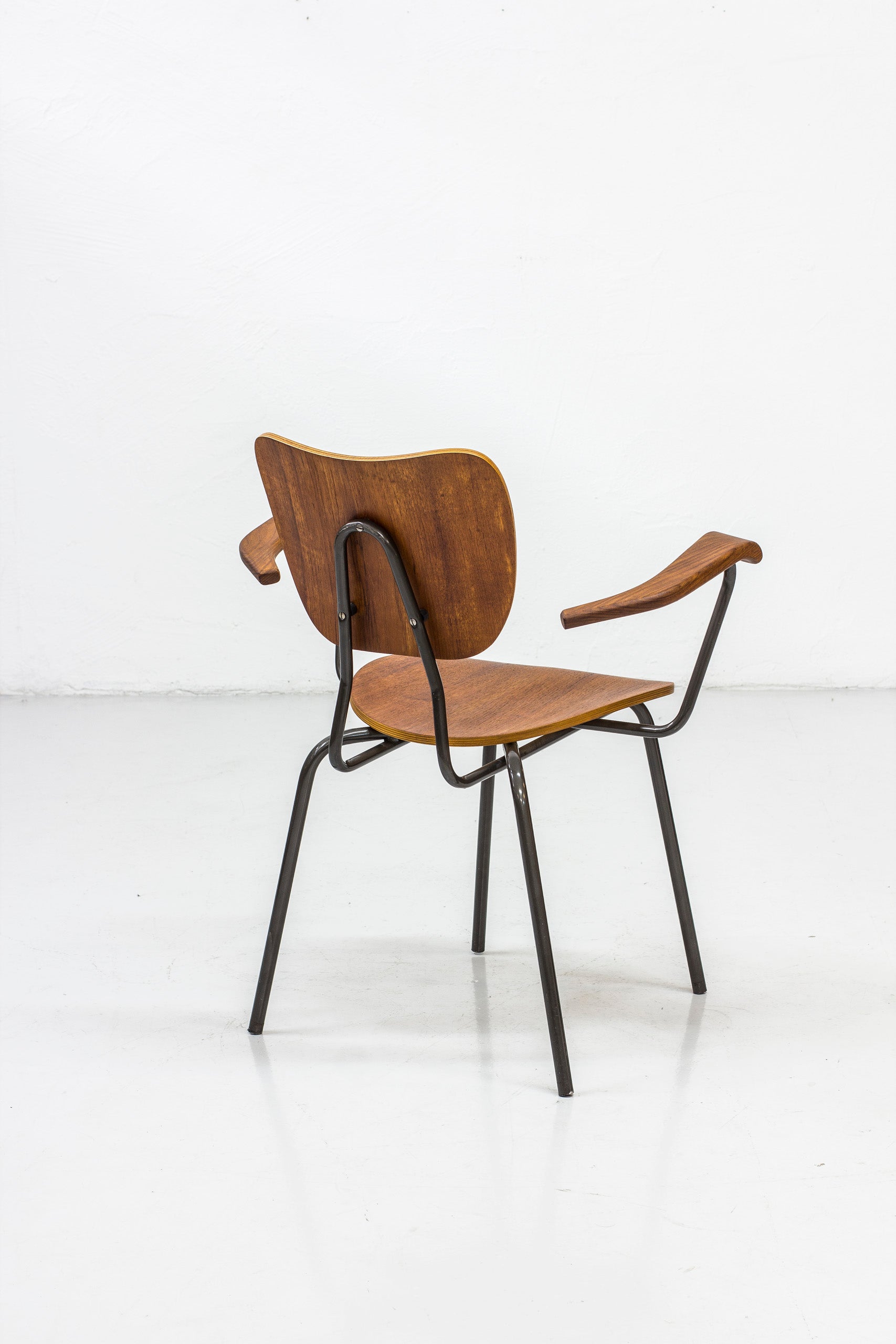 Swedish tubular steel and teak armchair