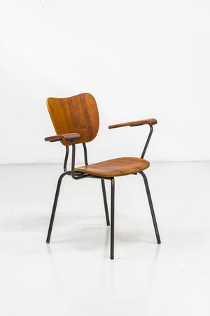 Swedish tubular steel and teak armchair