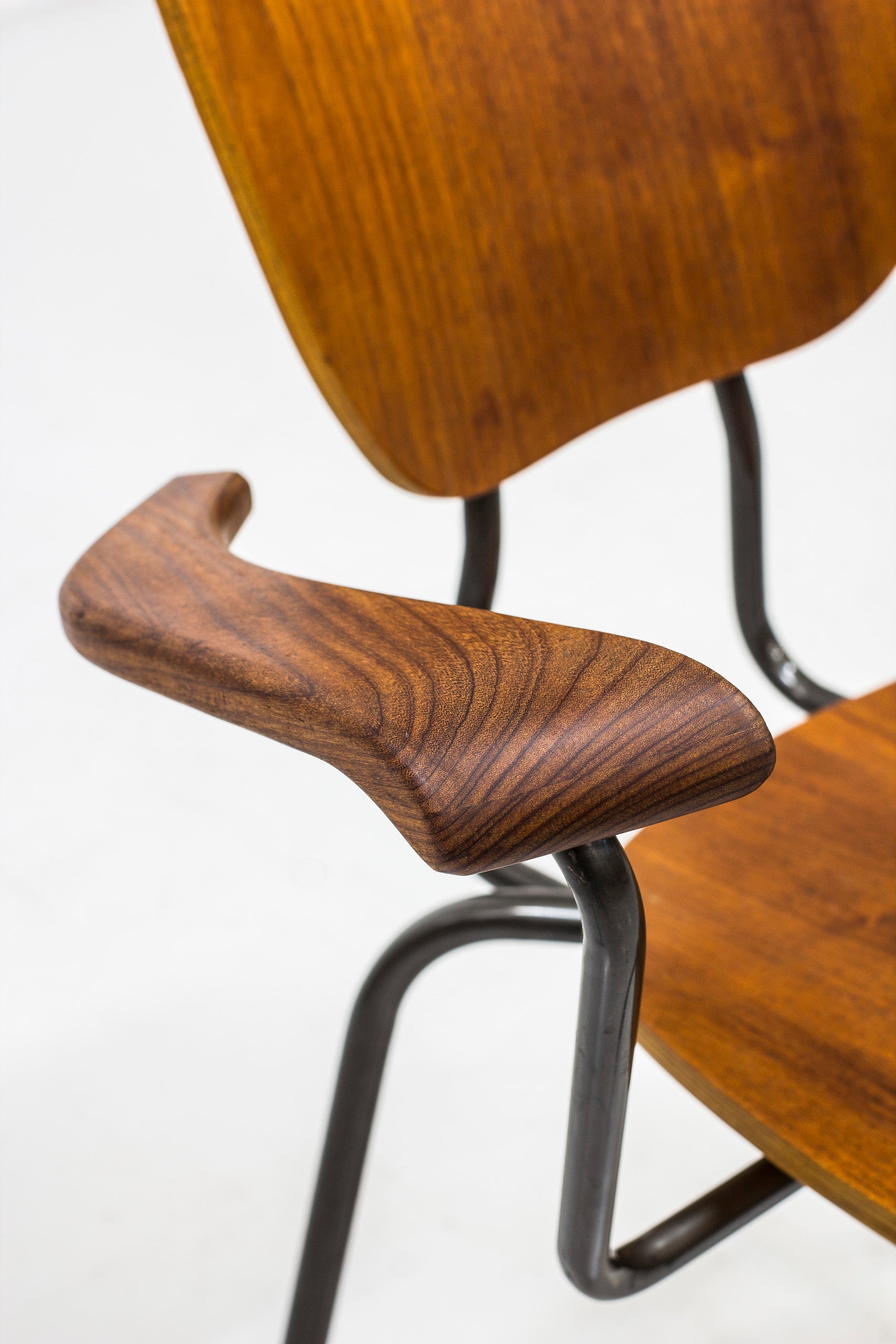 Swedish tubular steel and teak armchair