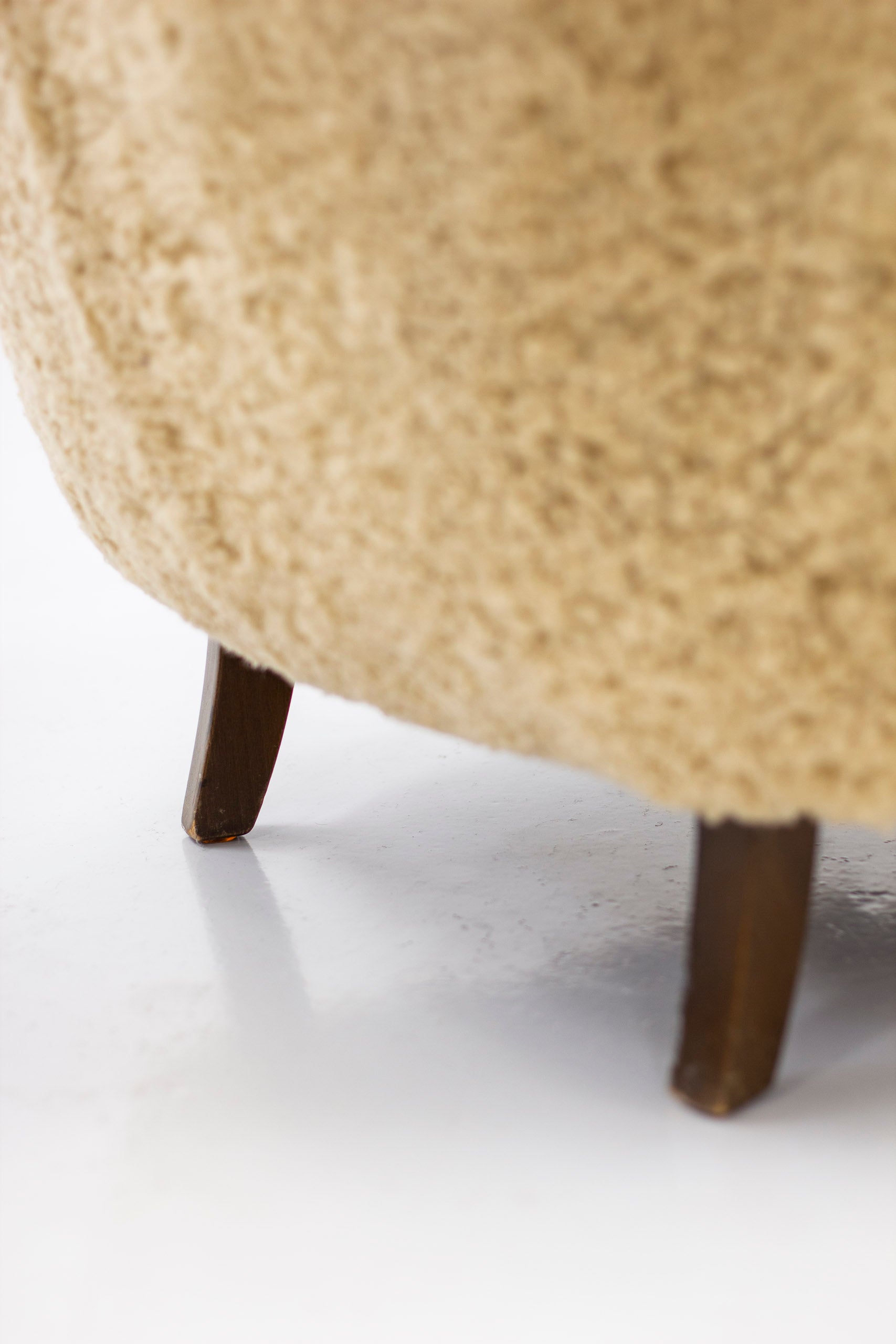 Danish modern high back chair with sheepskin