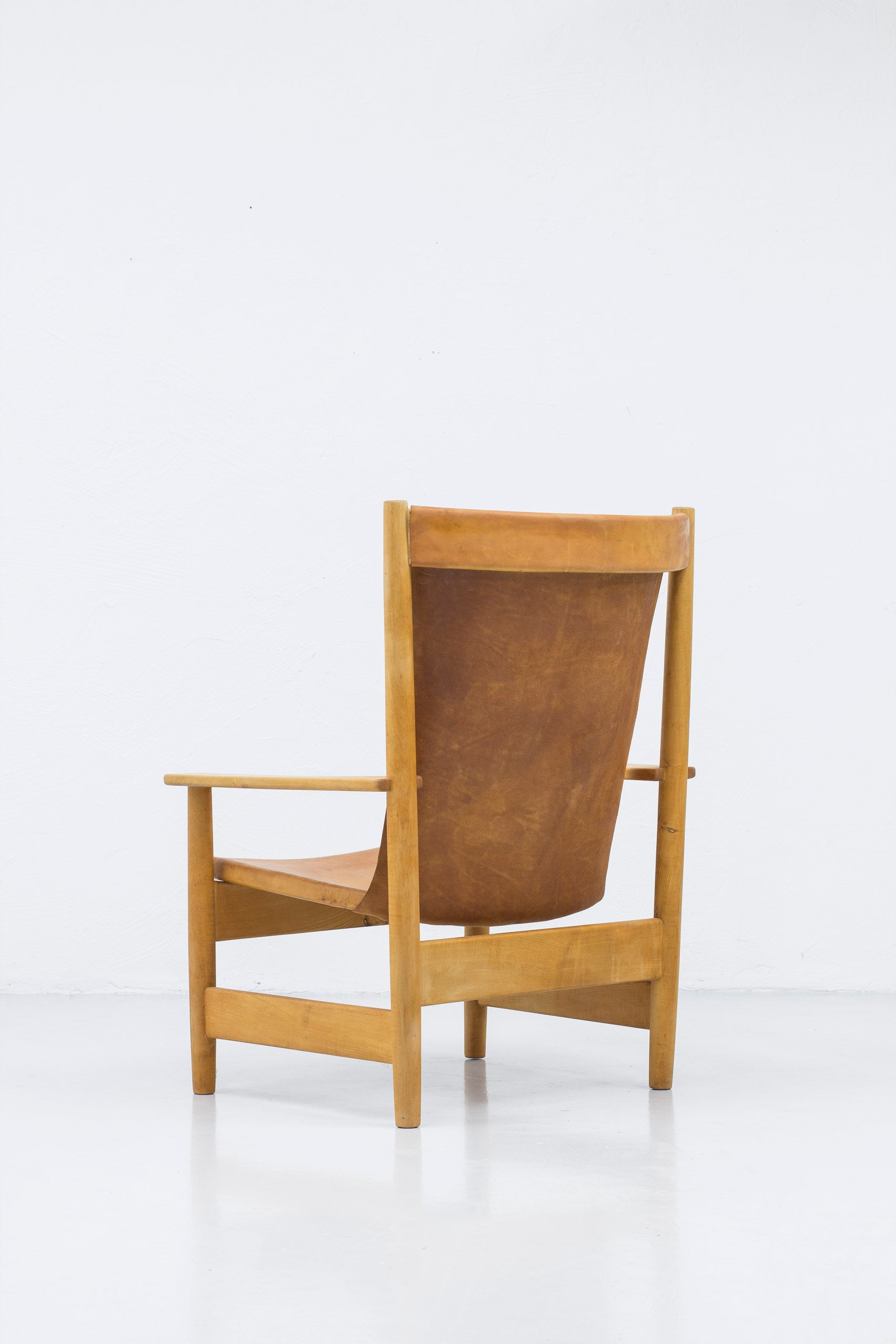 Swedish modern leather lounge chair