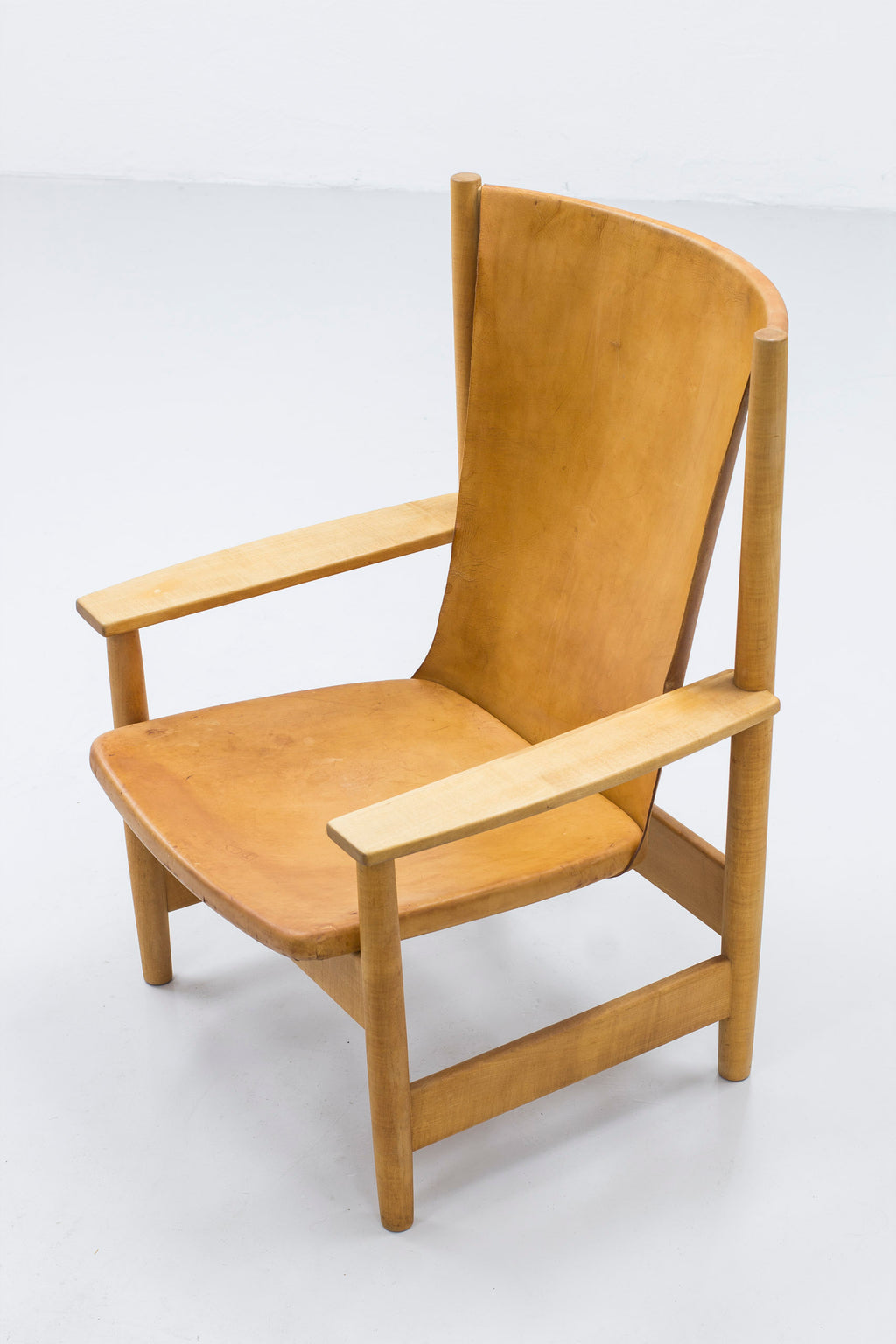 Swedish modern leather lounge chair