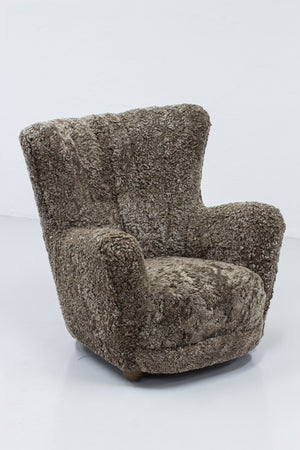 Danish modern sheepskin chair