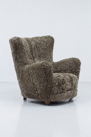 Danish modern sheepskin chair