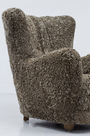Danish modern sheepskin chair