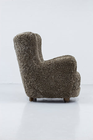Danish modern sheepskin chair
