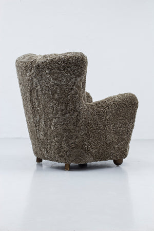 Danish modern sheepskin chair