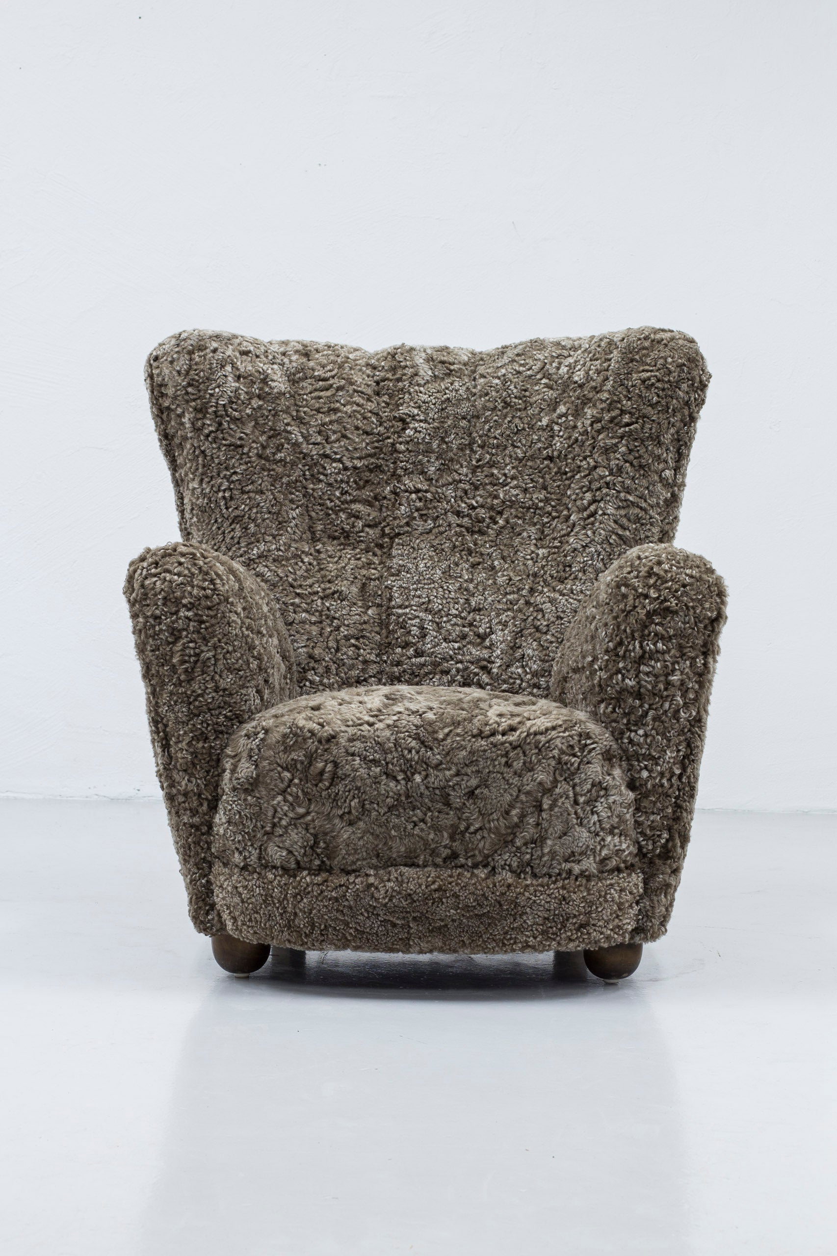 Danish modern sheepskin chair