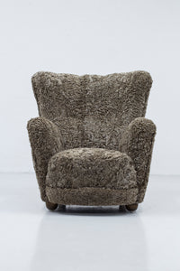 Danish modern sheepskin chair
