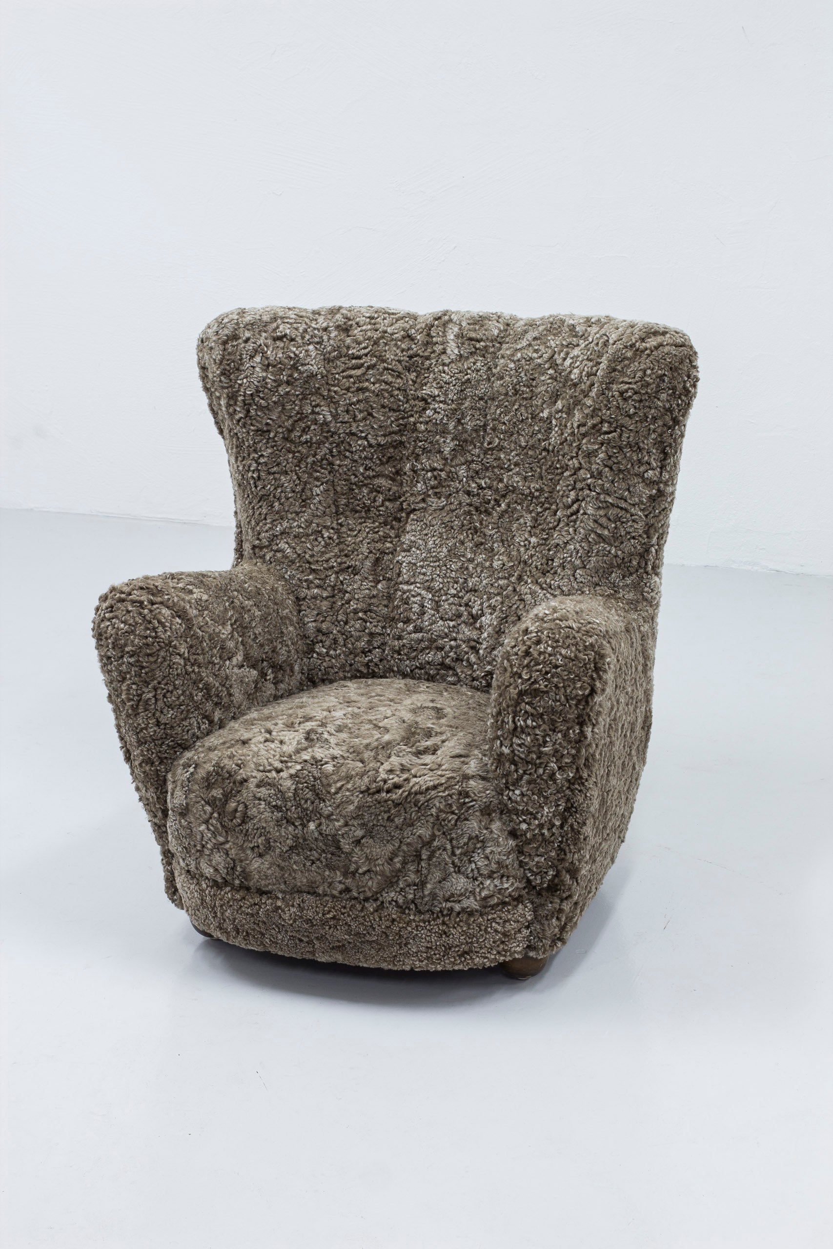 Danish modern sheepskin chair