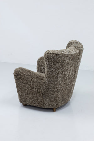 Danish modern sheepskin chair