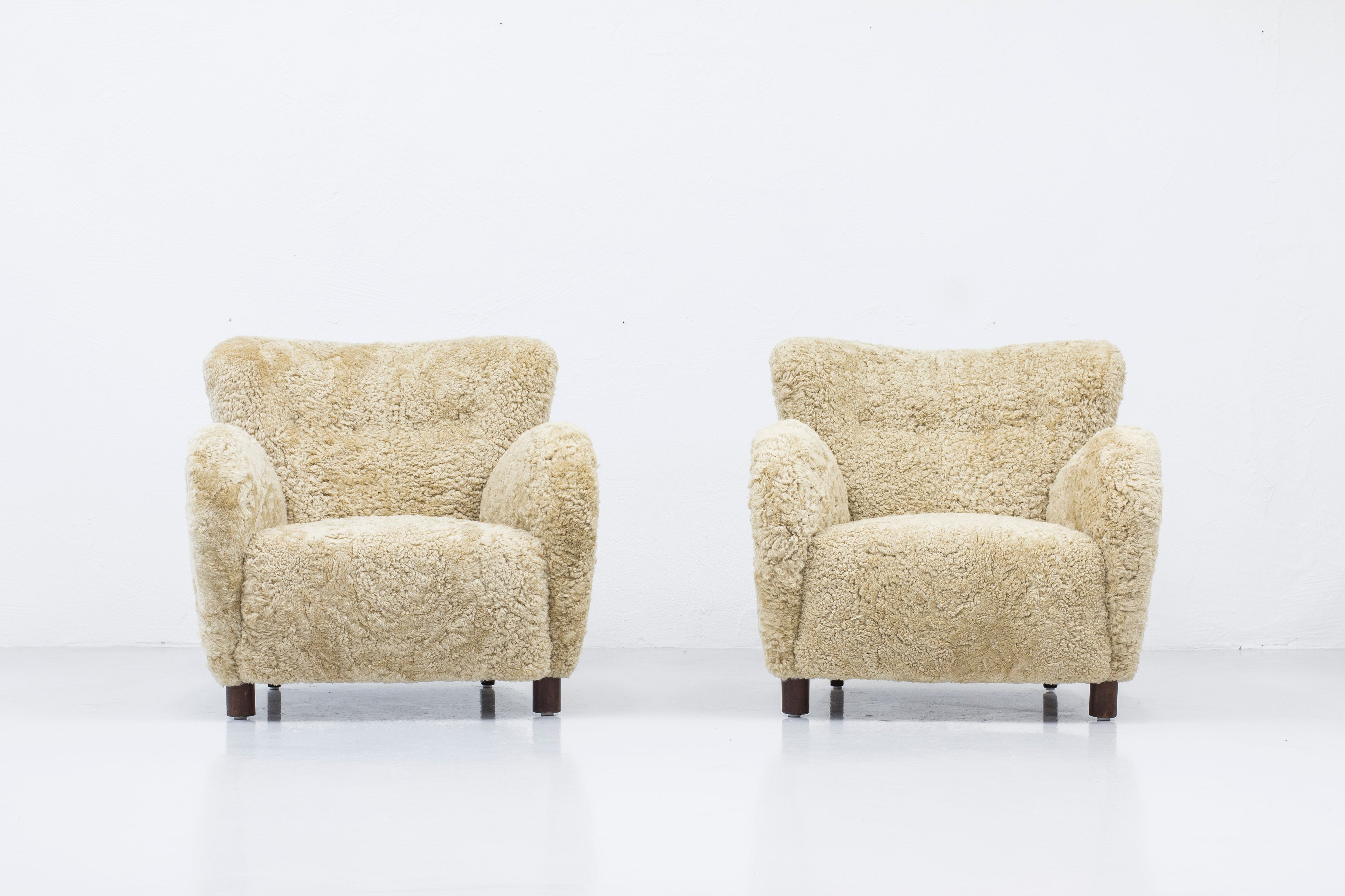 Danish modern sheepskin chairs