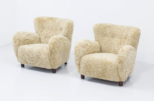 Danish modern sheepskin chairs