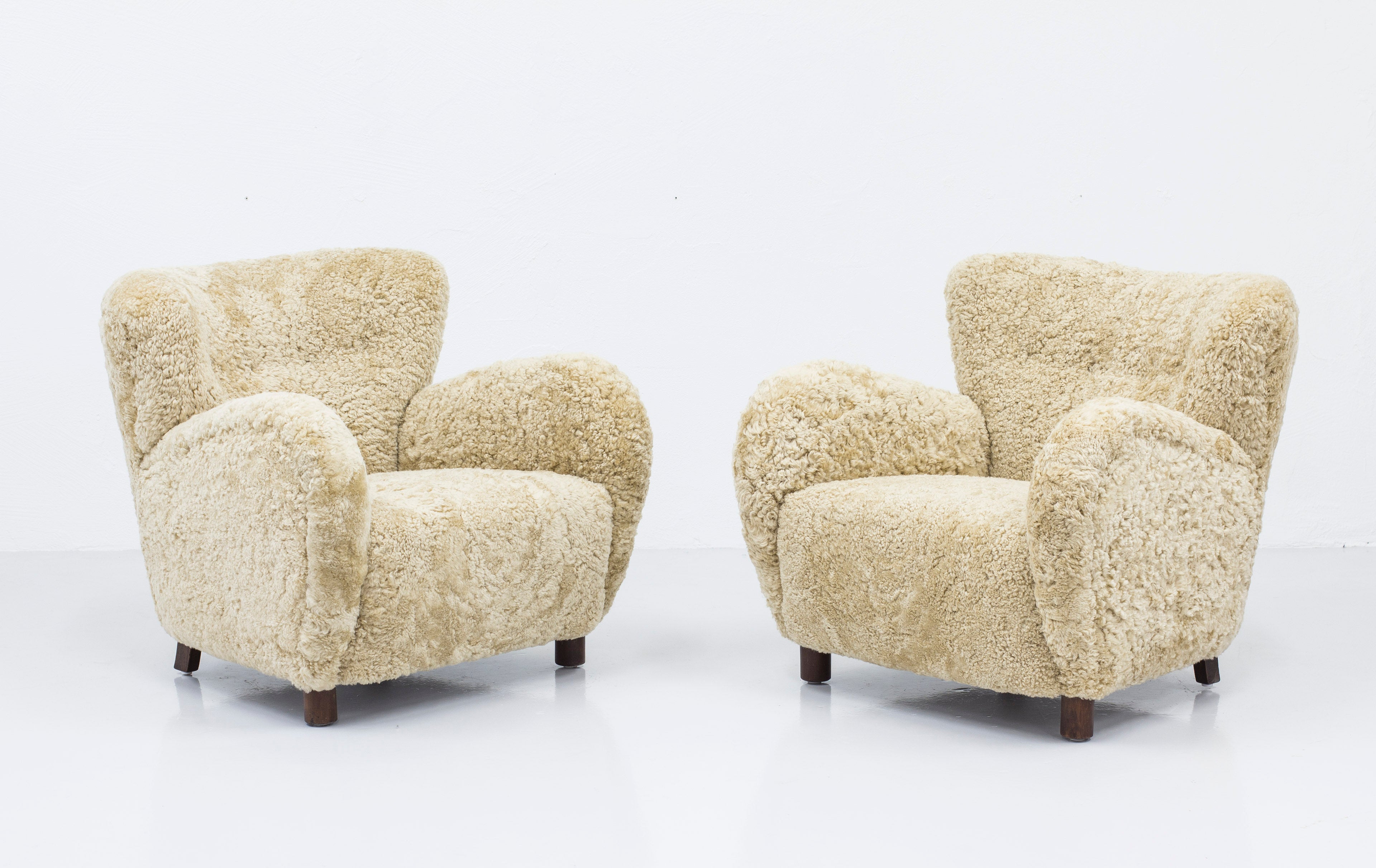 Danish modern sheepskin chairs