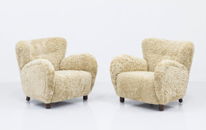 Danish modern sheepskin chairs
