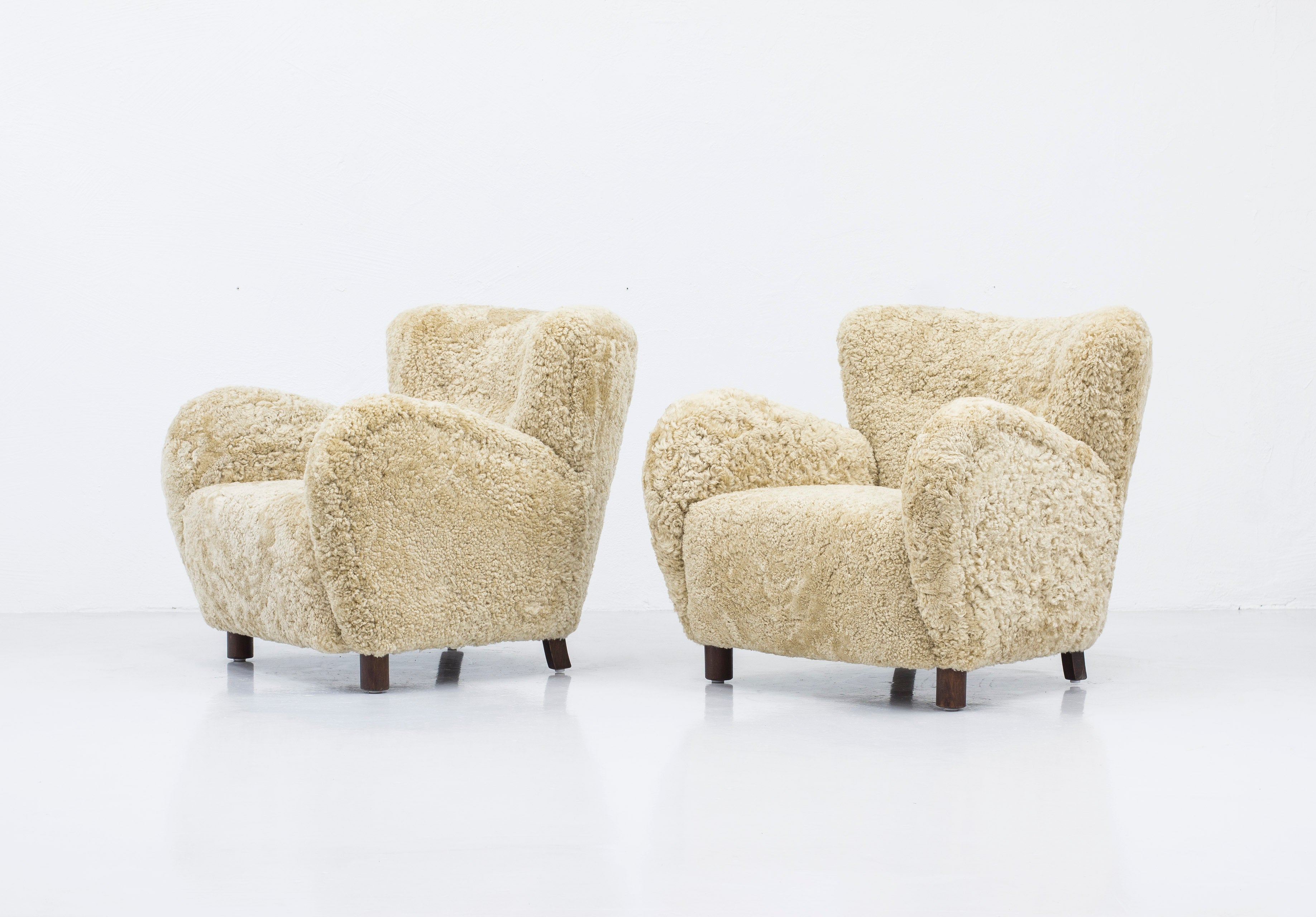 Danish modern sheepskin chairs
