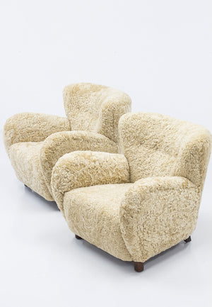 Danish modern sheepskin chairs