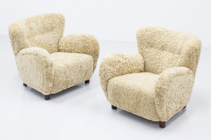 Danish modern sheepskin chairs