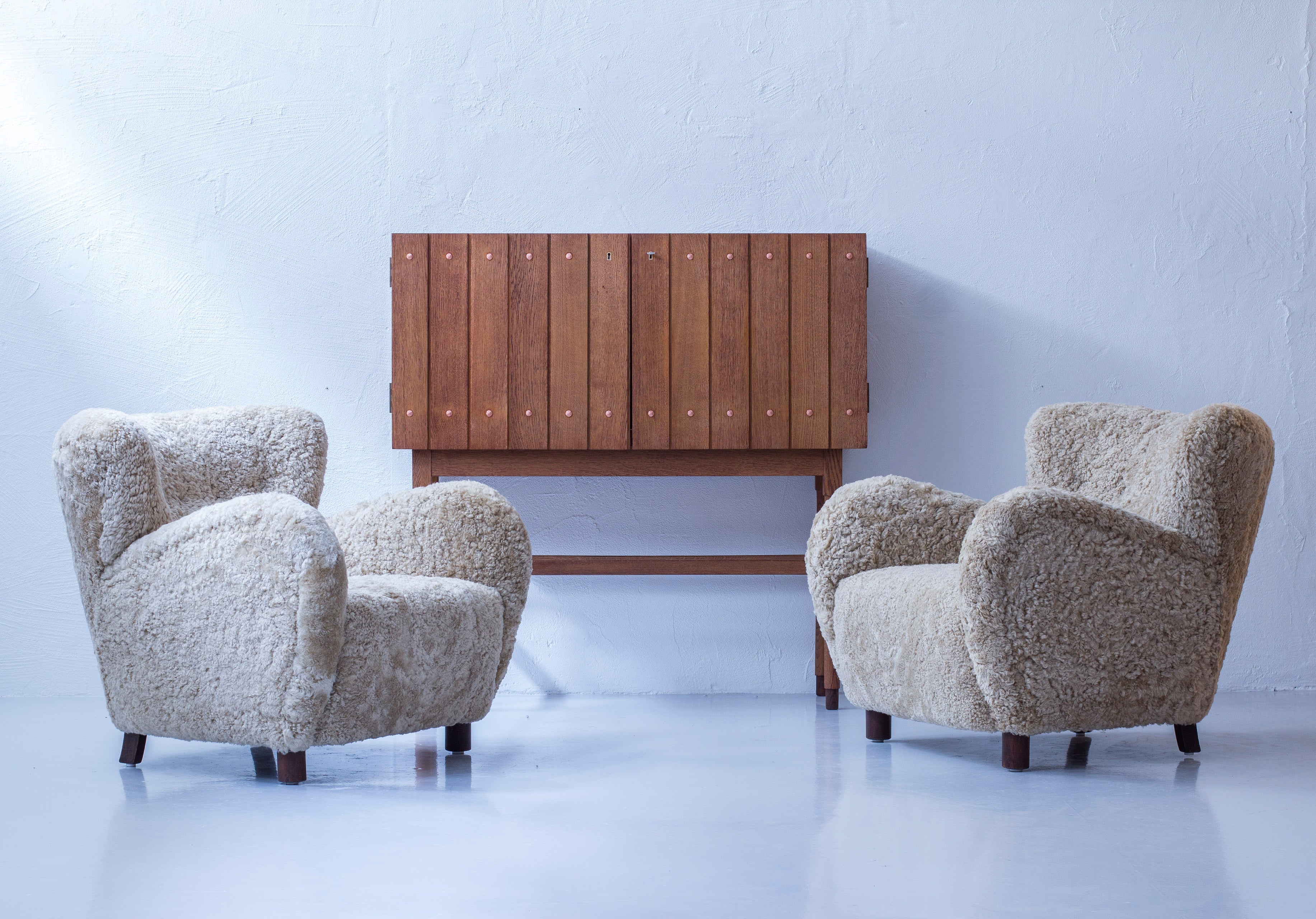 Danish modern sheepskin chairs